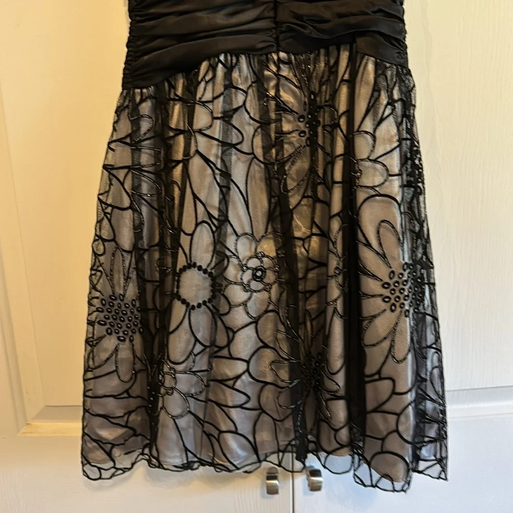 Dollar Brand Party Dress Gray with Black Floral Mesh Overlay Size XS - Picture 10 of 14
